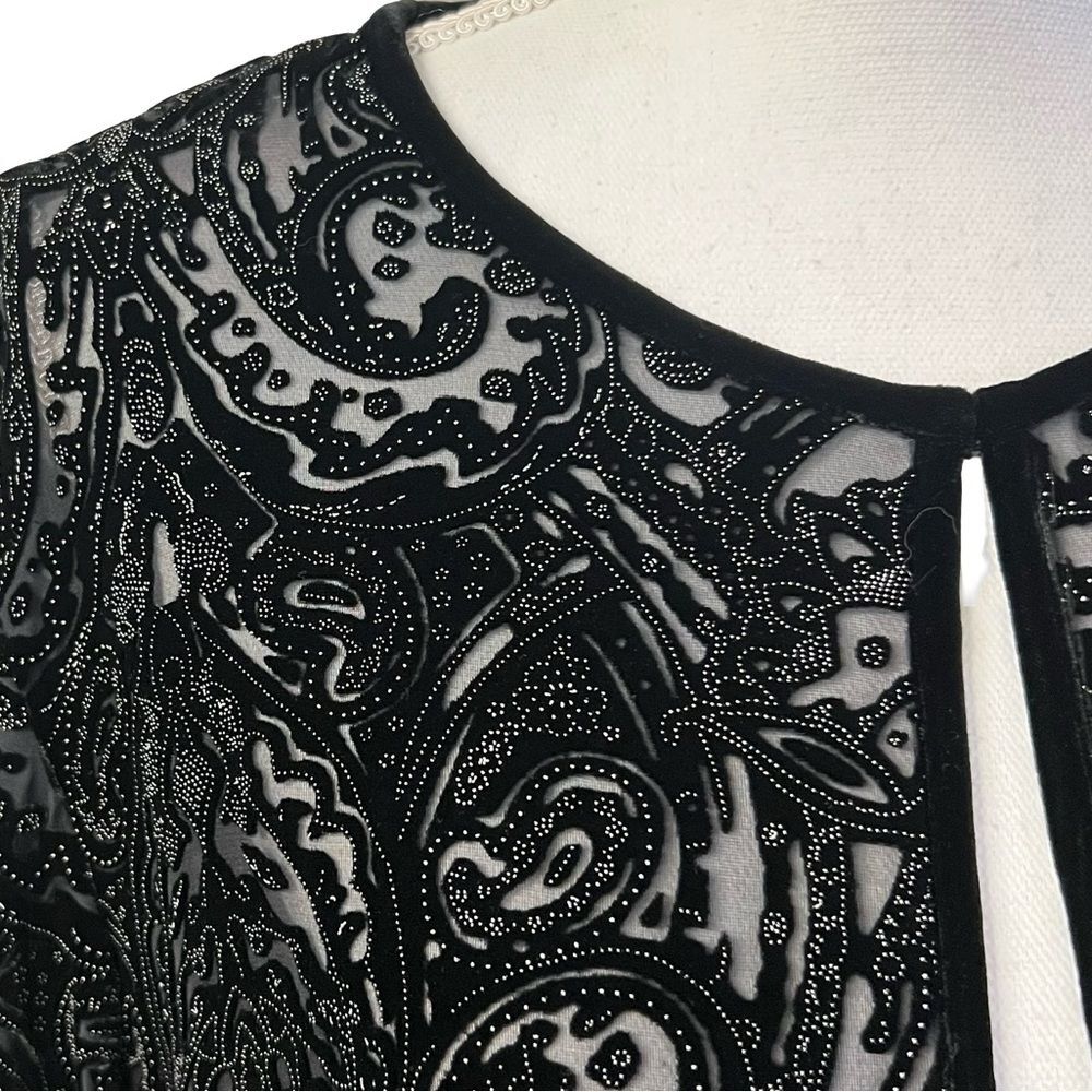 August Max Womens Black Velvet Burnout Cardigan Sz 1X Scarf Boho Gothic Evening - Picture 5 of 11
